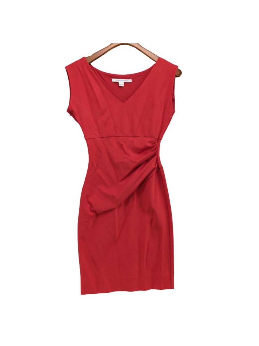Diane Von Furstenberg Bevin Dress Red Poppy Cap Sleeve Ruched Waist Size 4